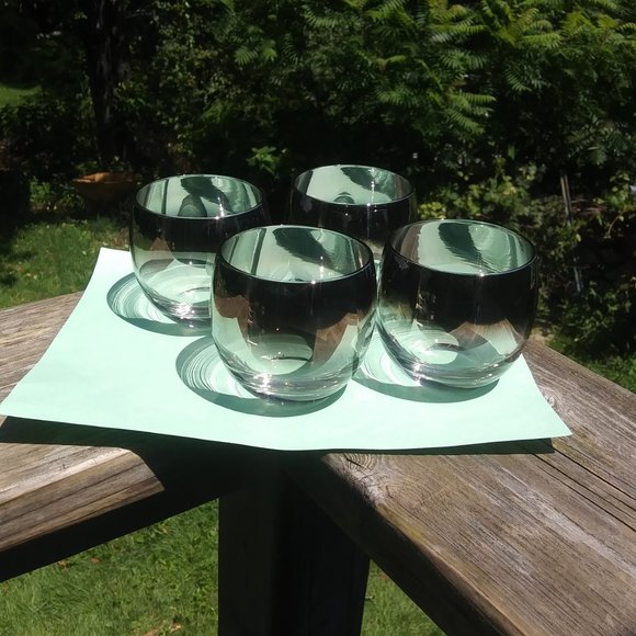 Mid century modern silver fade rolly polly glasses Four glasses set A - Picture 10 of 16